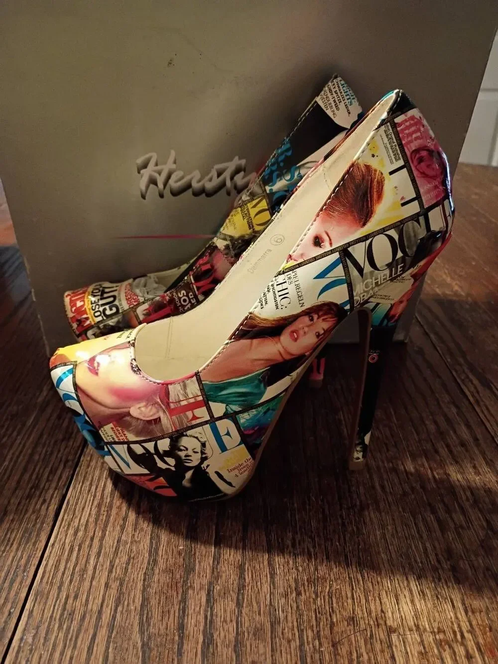 New Sz 9 Colorful Newspaper Magazine Platform Stilettos High Heel Pump Shoes